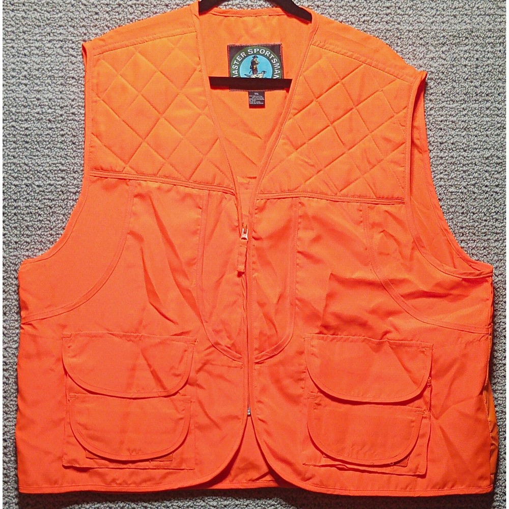 Master Sportsman Orange Hunting Vest XXL Full Zip Quilted Pockets #k09